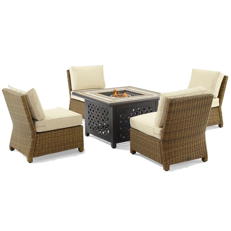 Crosley Furniture Bradenton 5-PC Wicker / Rattan Patio Conversation Set in Brown