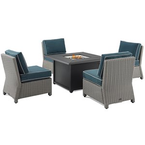 crosley furniture bradenton 5-piece wicker outdoor conversation set