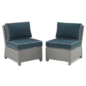 crosley furniture bradenton 2-piece traditional wicker outdoor chair set - gray