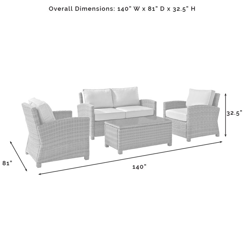 Crosley Furniture Bradenton 4-PC Fabric Outdoor Conversation Set in Gray/Brown