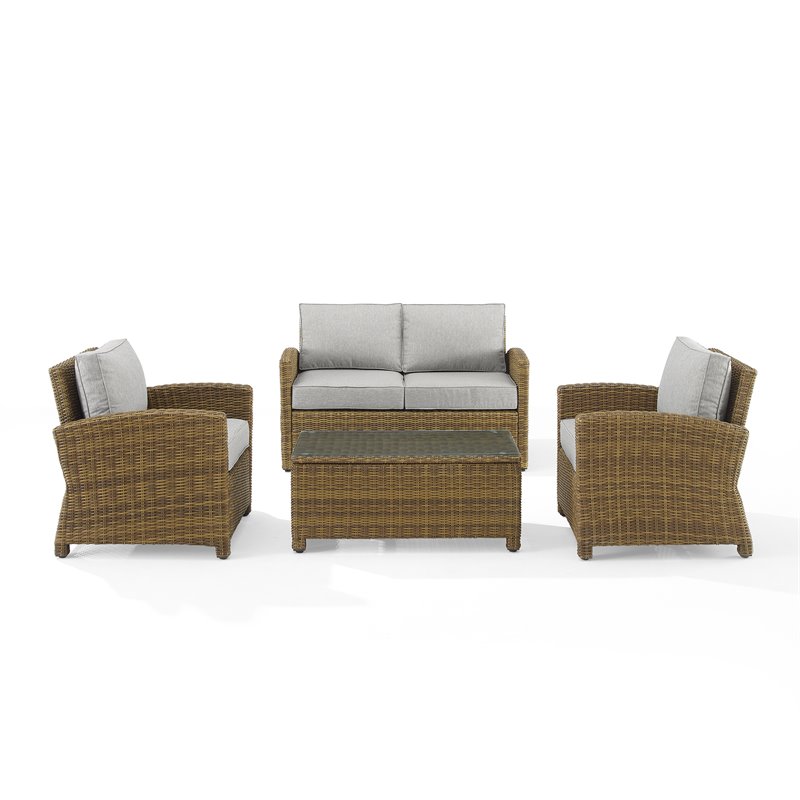 Crosley Furniture Bradenton 4-PC Fabric Outdoor Conversation Set in Gray/Brown