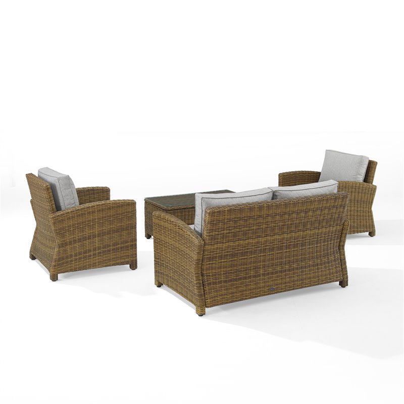 Crosley Furniture Bradenton 4-PC Fabric Outdoor Conversation Set in Gray/Brown