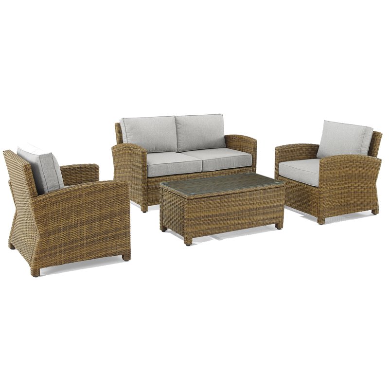 Crosley Furniture Bradenton 4-PC Fabric Outdoor Conversation Set in Gray/Brown