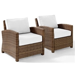 Crosley Furniture Bradenton Wicker Outdoor Armchairs in Brown/White (Set of 2)
