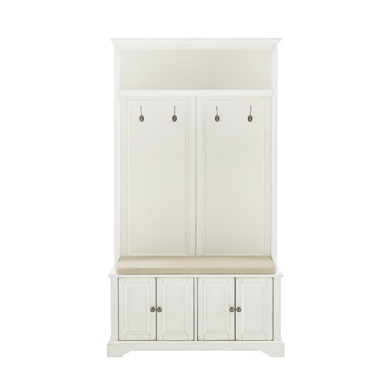 Crosley Furniture Holbrook Traditional Wood Hall Tree in Distressed White