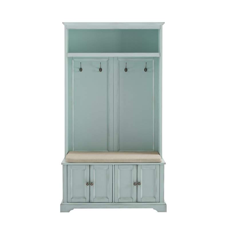 Crosley Furniture Holbrook Traditional Wood Hall Tree in Blue/Oatmeal