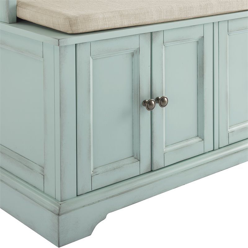 Crosley Furniture Holbrook Traditional Wood Hall Tree in Blue/Oatmeal