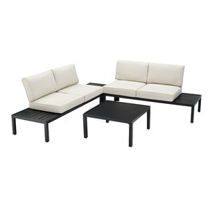 crosley furniture piermont 4-piece metal outdoor sectional set in black