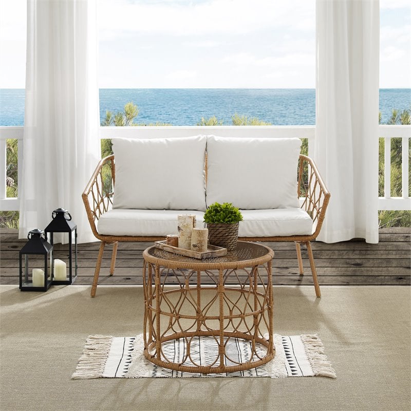 Crosley Furniture Juniper 2-piece Wicker Outdoor Conversation Set in Natural