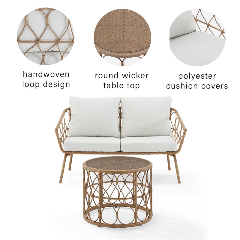 Crosley Furniture Juniper 2-piece Wicker Outdoor Conversation Set in Natural