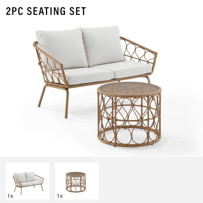 Crosley Furniture Juniper 2-piece Wicker Outdoor Conversation Set in Natural