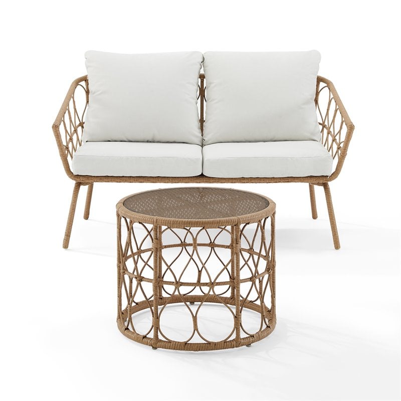 Crosley Furniture Juniper 2-piece Wicker Outdoor Conversation Set in Natural