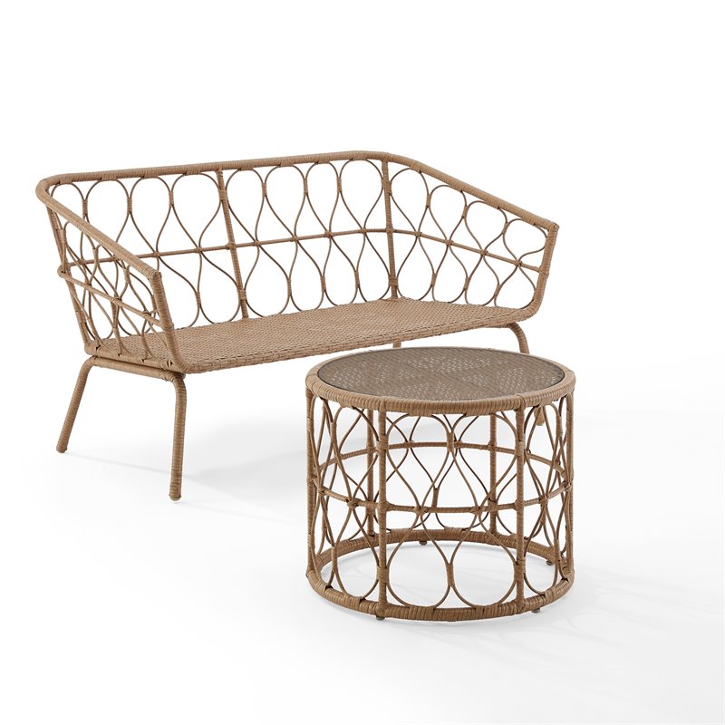 Crosley Furniture Juniper 2-piece Wicker Outdoor Conversation Set in Natural