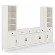 Crosley Furniture Tara 3-PC Entertainment Center/Sideboard & Bookcases in White
