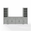 Crosley Furniture Tara 3PC Entertainment Center/Sideboard and Bookcases in Gray
