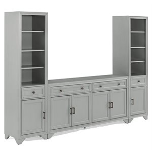 crosley furniture tara 3pc entertainment center/sideboard and bookcases