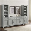 Crosley Furniture Tara 3PC Entertainment Center/Sideboard with Bookcases in Gray