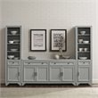 Crosley Furniture Tara 3PC Entertainment Center/Sideboard with Bookcases in Gray