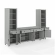 Crosley Furniture Tara 3PC Entertainment Center/Sideboard with Bookcases in Gray