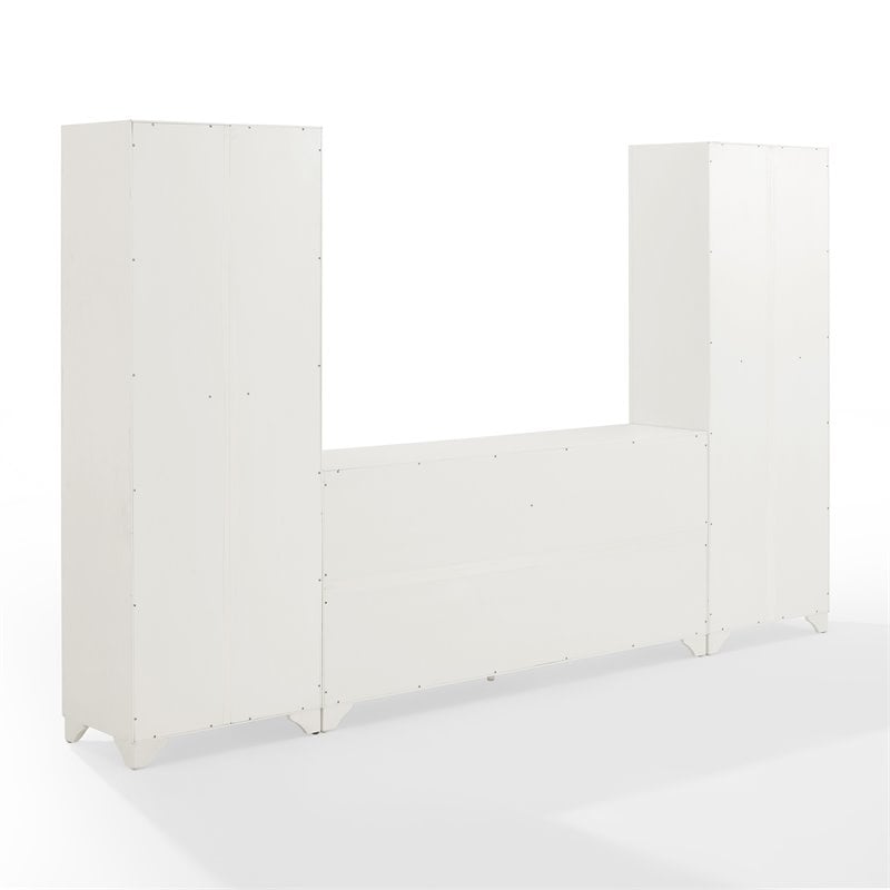 Crosley Furniture Tara 3PC Entertainment Center/Sideboard with Pantries in White