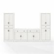 Crosley Furniture Tara 3PC Entertainment Center/Sideboard with Pantry Set White