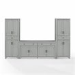 Crosley Furniture Tara 3PC Entertainment Center/Sideboard with Pantry Set Gray