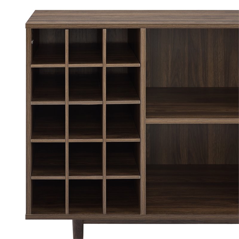 Crosley Furniture Liam Modern Wood Wine Storage Sideboard in Walnut