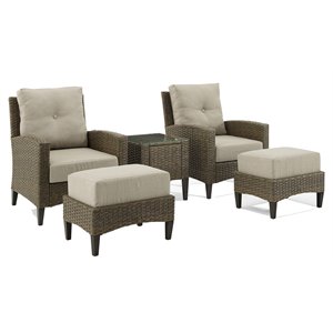 crosley furniture rockport wicker outdoor high back chair set in brown