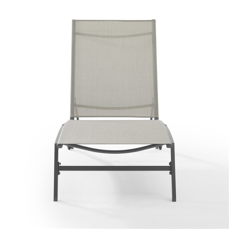 Crosley Furniture Weaver Modern Metal Outdoor Sling Chaise Lounge in Gray