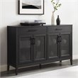 Crosley Furniture Milo Modern MDF Wood and Rattan Sideboard in Black