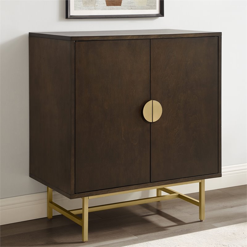 Crosley Furniture Blair Modern Wood Bar Cabinet in Dark Brown/Gold