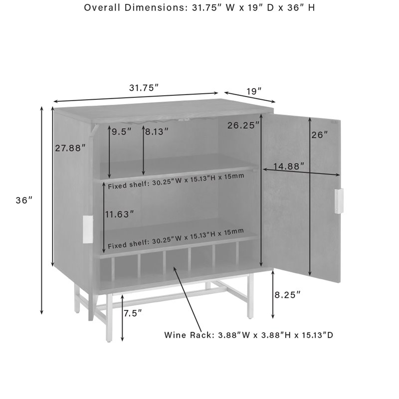 Crosley Furniture Blair Modern Wood Bar Cabinet in Dark Brown/Gold