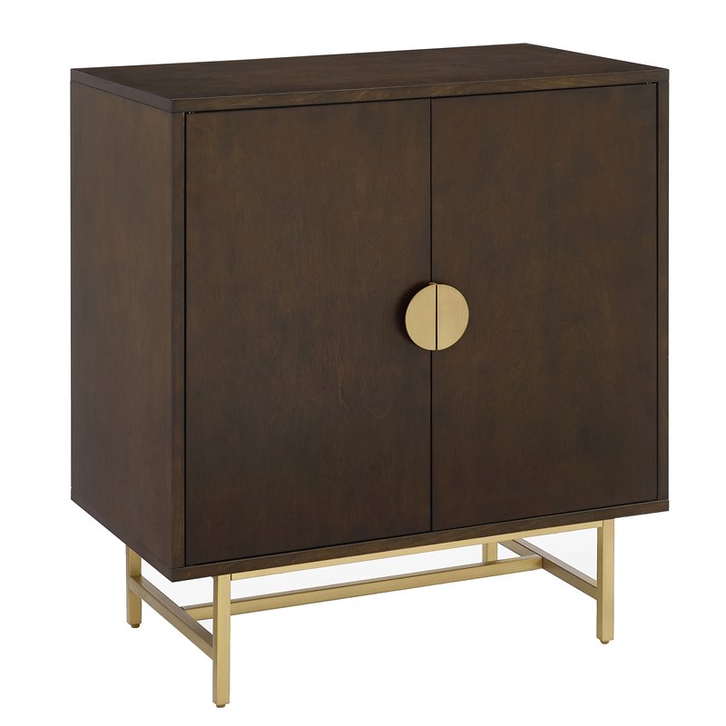 Crosley Furniture Blair Modern Wood Bar Cabinet in Dark Brown/Gold