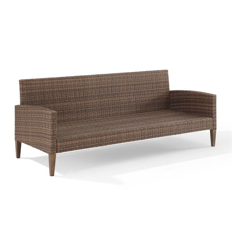 Crosley Furniture Capella Modern Wicker Rattan Outdoor Sofa in Brown White Cymax Business