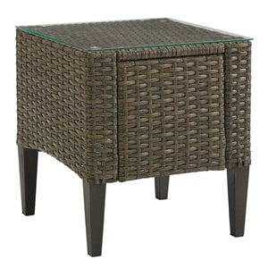 Crosley Furniture Rockport Traditional Wicker Outdoor Side Table in Light Brown