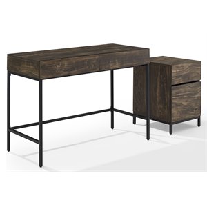 crosley furniture jacobsen 2-piece wood file cabinet and desk set in black