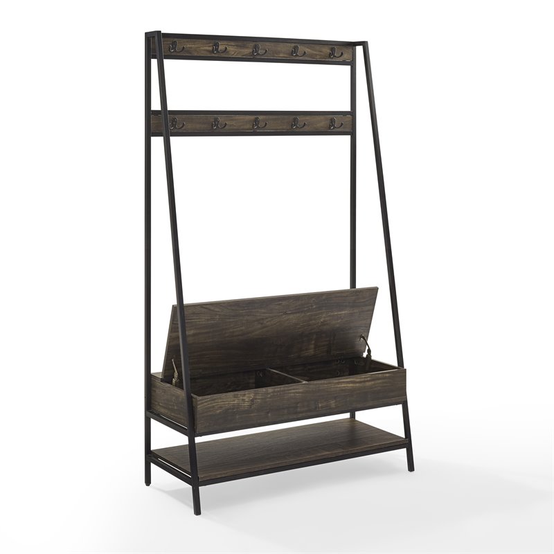 Crosley Furniture Jacobsen Modern Wood Hall Tree in Brown/Black