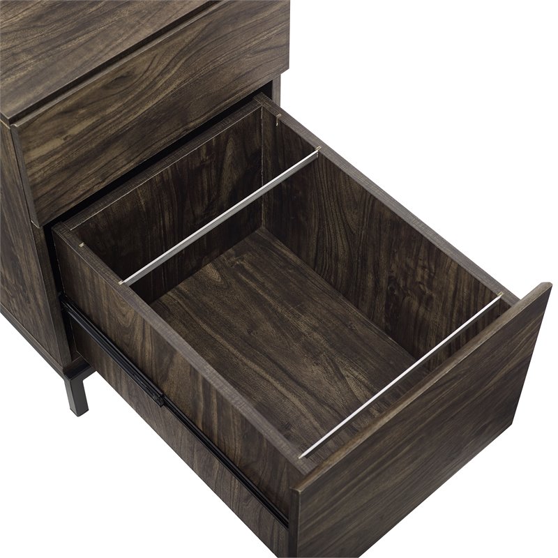 Crosley Furniture Jacobsen Modern Wood File Cabinet in Brown/Black