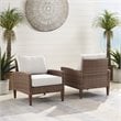 Crosley Furniture Capella Rattan & Fabric Patio Chair in Brown/Cream (Set of 2)