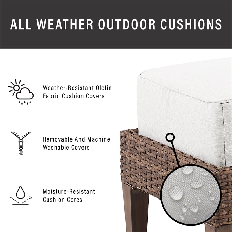 Crosley Furniture Capella Rattan & Fabric Patio Chair in Brown/Cream (Set of 2)