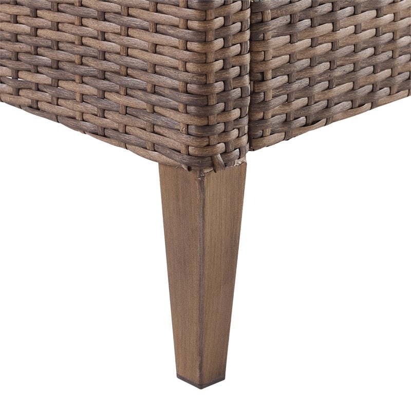 Crosley Furniture Capella Rattan & Fabric Patio Chair in Brown/Cream (Set of 2)