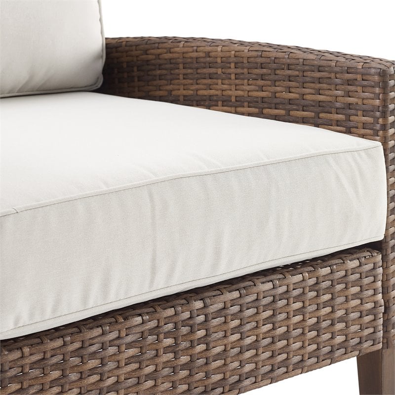 Crosley Furniture Capella Rattan & Fabric Patio Chair in Brown/Cream (Set of 2)