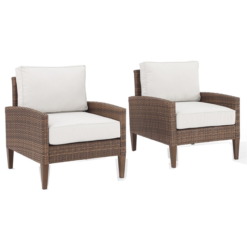 Crosley Furniture Capella Rattan Fabric Patio Chair in Brown