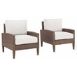 Crosley Furniture Capella Rattan & Fabric Patio Chair in Brown/Cream (Set of 2)