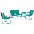 Crosley Furniture Ridgeland 4-piece Metal Outdoor Conversation Set in Turquoise