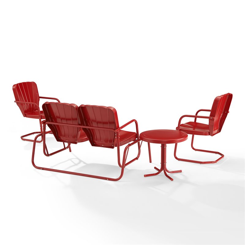 Crosley Furniture Ridgeland 4-piece Metal Outdoor Conversation Set in Red