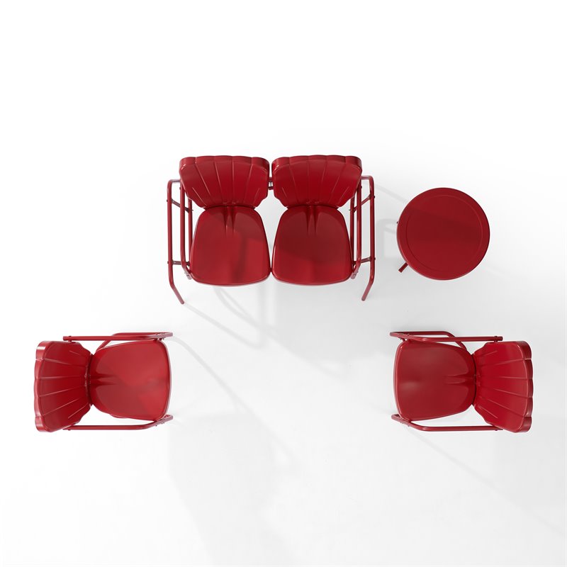Crosley Furniture Ridgeland 4-piece Metal Outdoor Conversation Set in Red