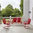 Crosley Furniture Ridgeland 4-piece Metal Outdoor Conversation Set in Red