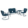 Crosley Furniture Ridgeland 4-piece Metal Outdoor Conversation Set in Navy