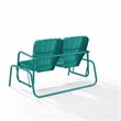 Crosley Furniture Ridgeland Modern Metal Outdoor Loveseat Glider in Turquoise